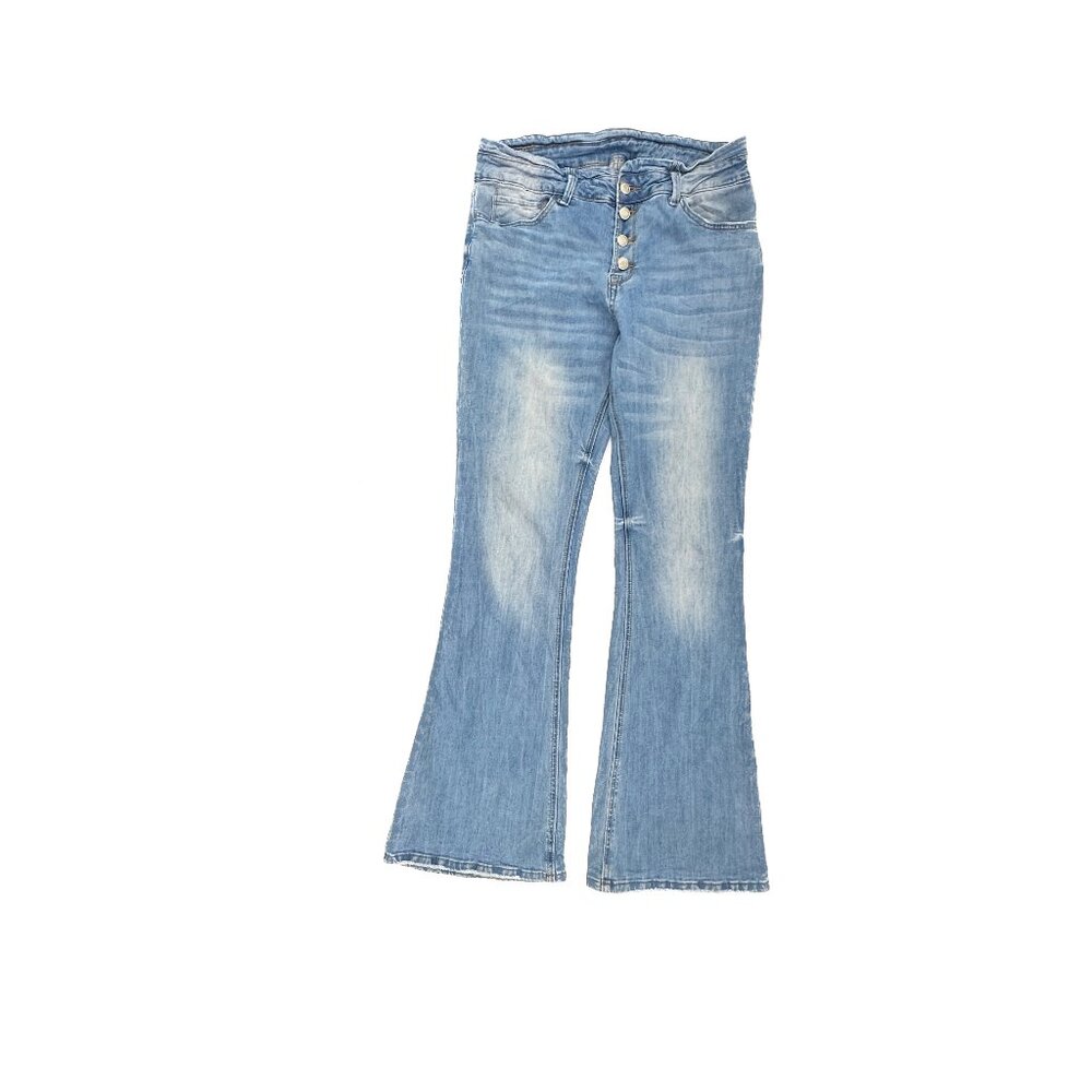 Unbranded Flare Button Fly Women's size L Large Blue Denim Jeans‎